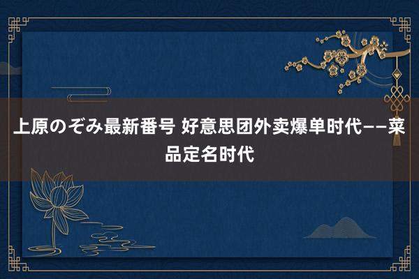 上原のぞみ最新番号 好意思团外卖爆单时代——菜品定名时代