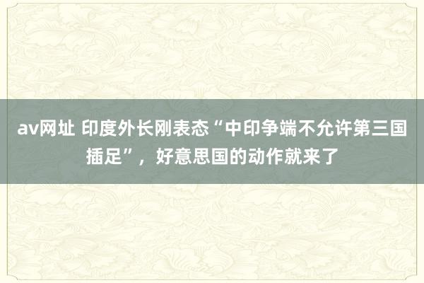 av网址 印度外长刚表态“中印争端不允许第三国插足”，好意思国的动作就来了